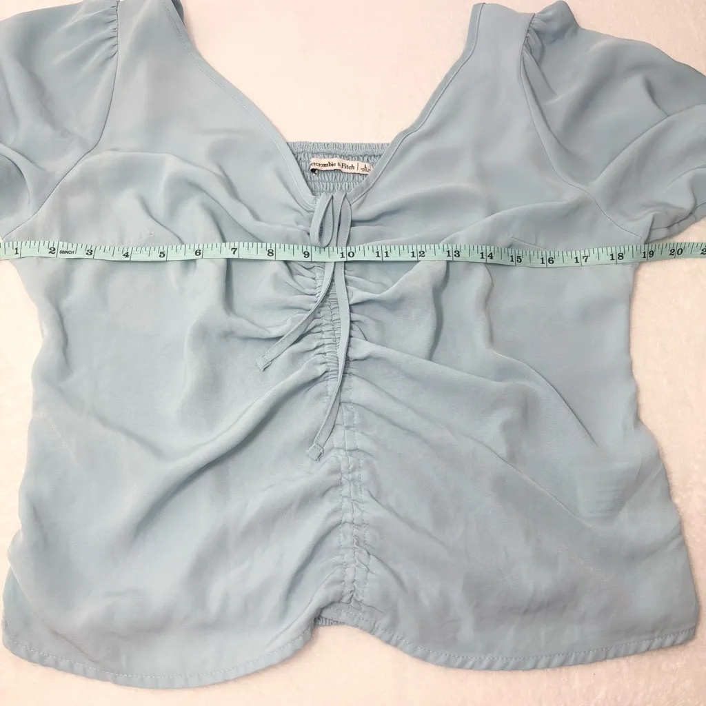Abercrombie &‎ Fitch Cinch Front Crop Top Puff Sleeve  Size L - Image 9