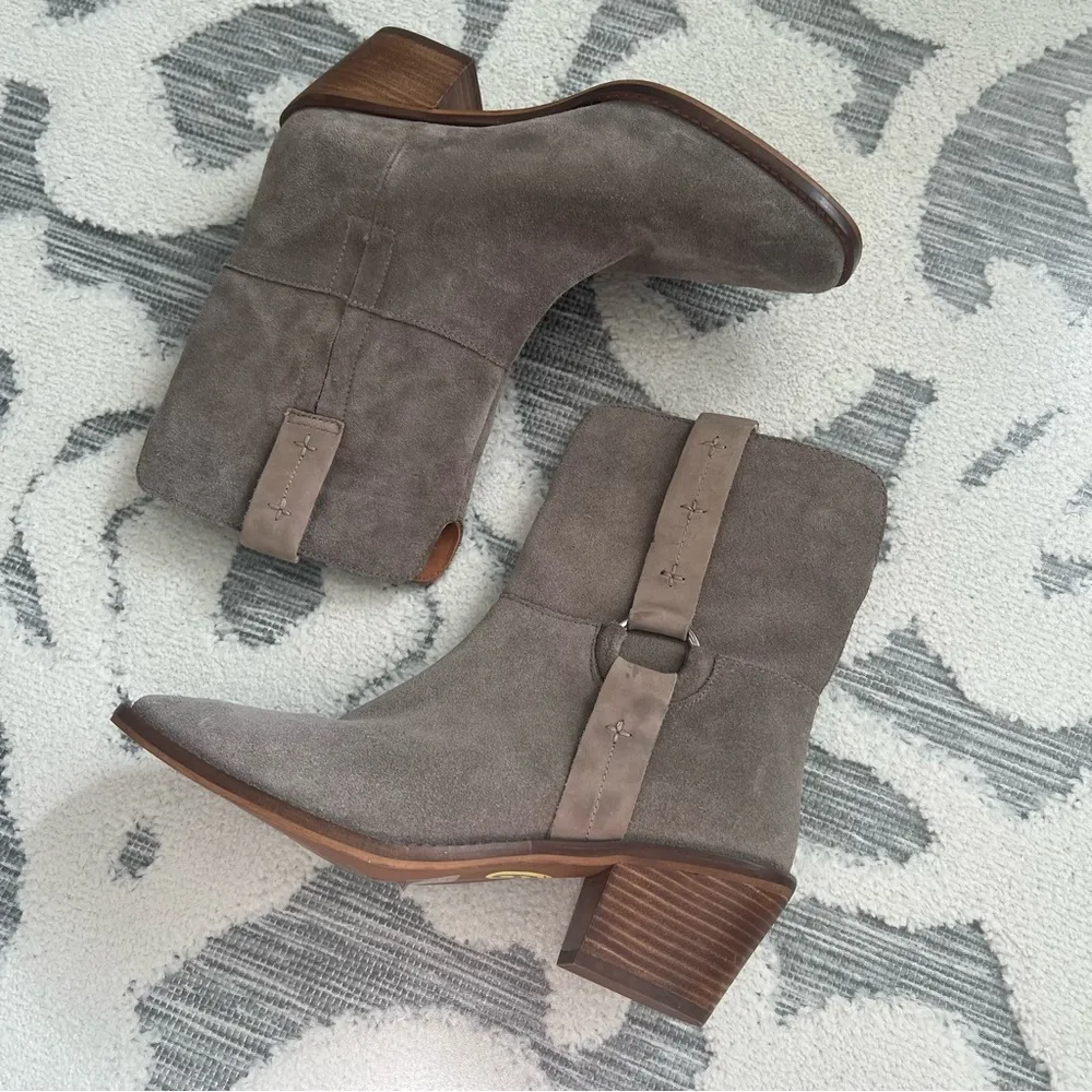Western Boho Kamaree Booties in Taupe Beige Suede Size 9 NEW - Image 3