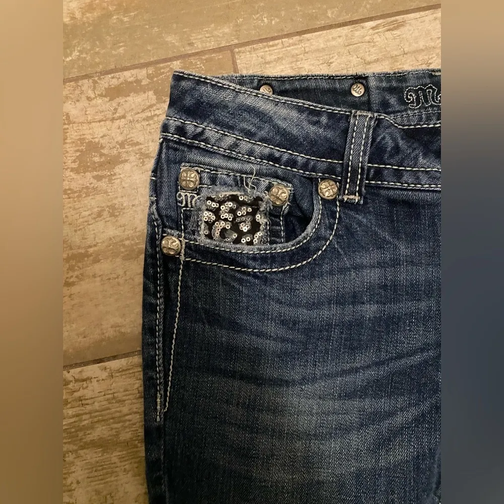 Miss Me Sequin Distressed Bootcut Jeans. - Image 4