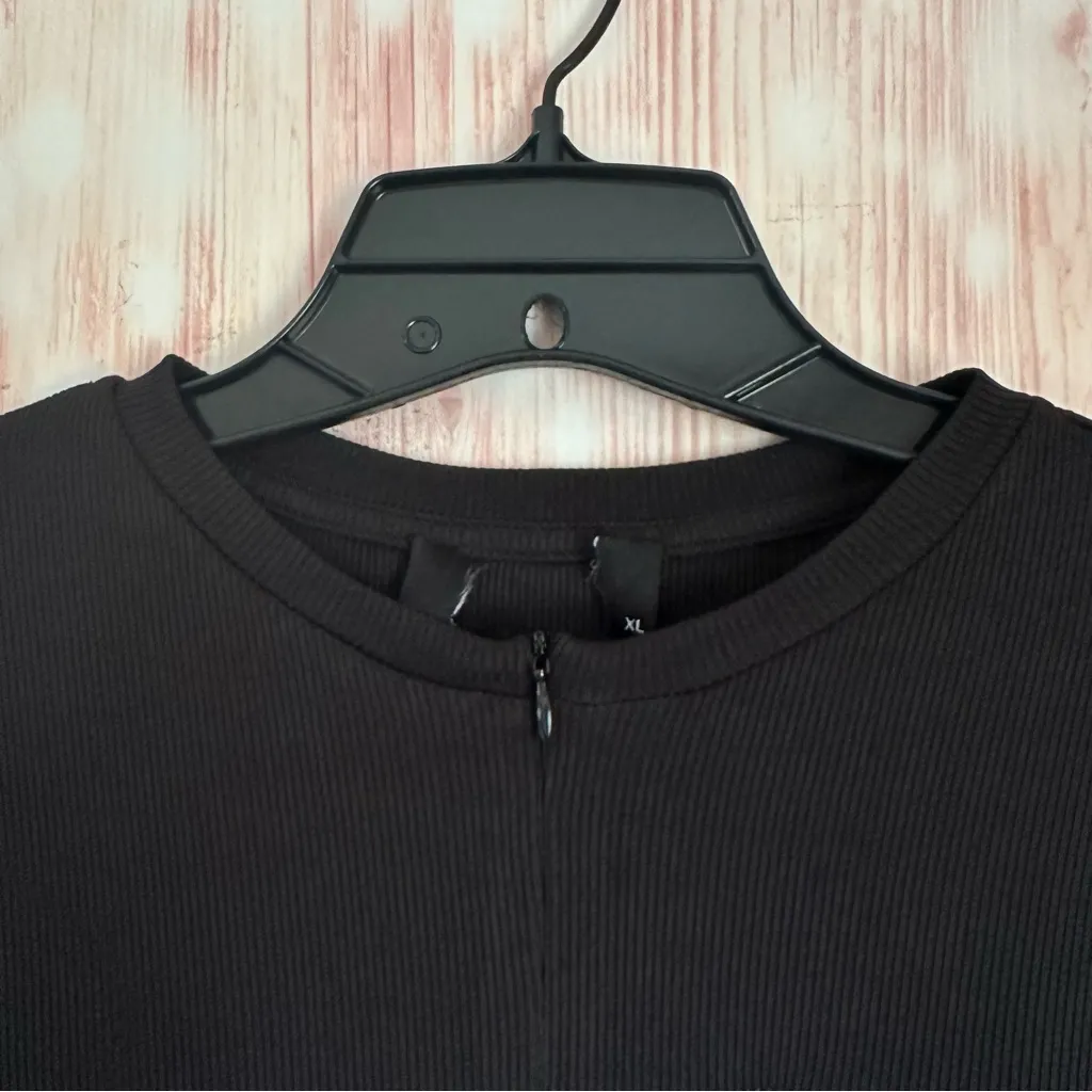 Cider Black 1/4 Zip Ribbed Long Sleeve Bodysuit - Image 4