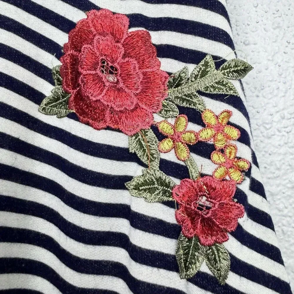 Nine Britton Floral Embroidered Striped Midi Dress Size S Lagenlook Boho Romance - Image 5