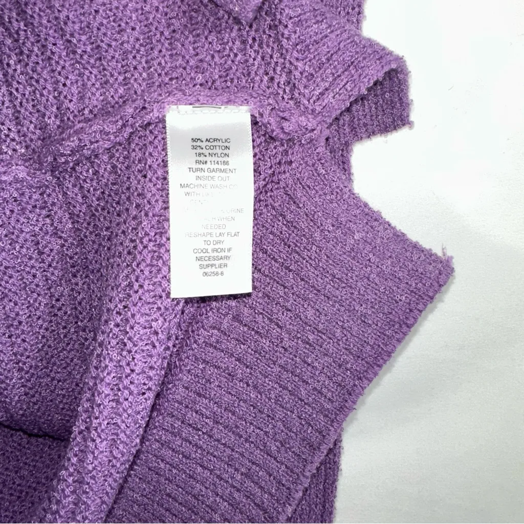 Liz Claiborne Sweater Women's Large Purple Phantom Open Front Knit Cardigan NEW - Image 8