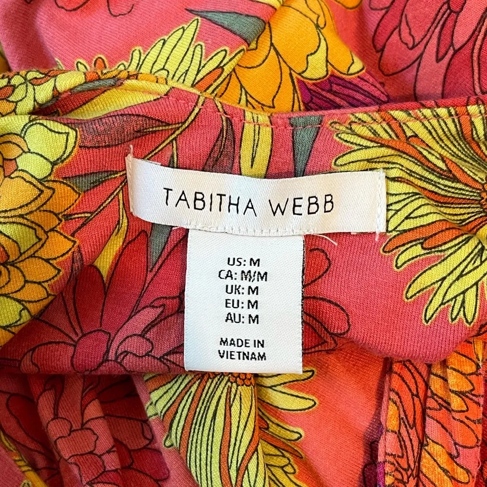 Tabitha Webb Floral Print Pink And Orange Maxi Dress Size Medium - Image 4