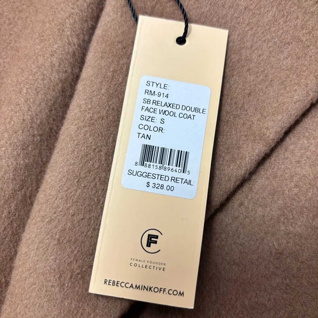Rebecca Minkoff Relaxed Double Face Wool Tan Button-Up Coat size S 
Style RM-914 - Image 5