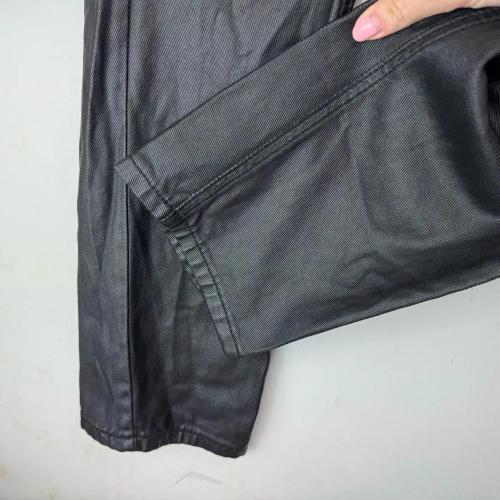 Missguided Black Moto Faux Leather Lace Up Hip Biker Straight Leg Pants Sz 6 - Image 9