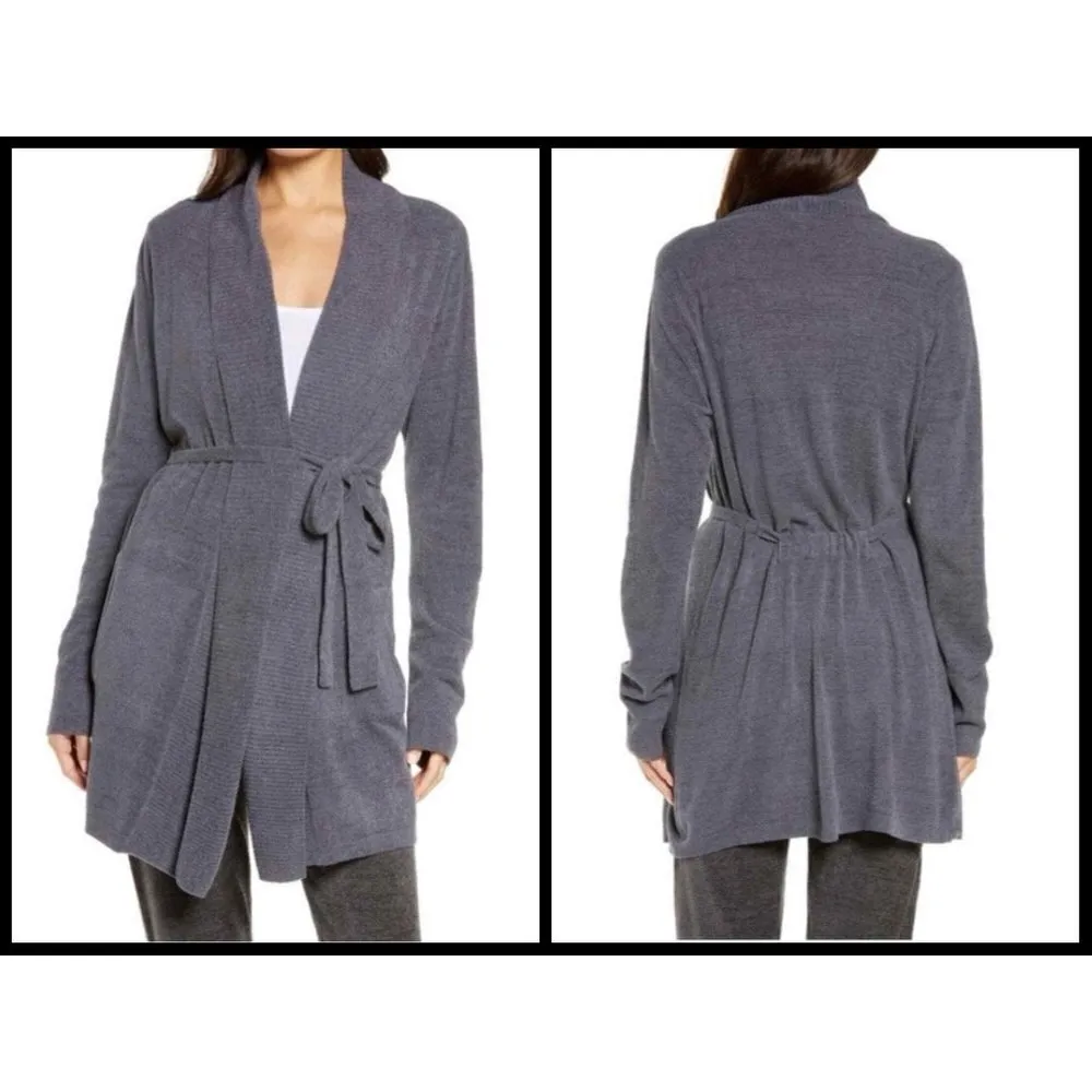 💕BAREFOOT DREAMS💕 CozyChic Drape Rib Cardigan Ultra Lite Pacific Blue L NWT - Image 3