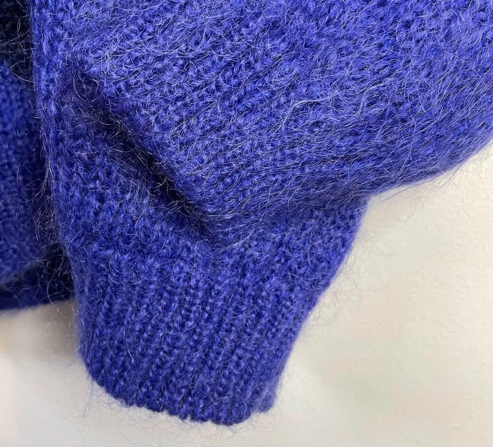 Le Moda Vintage Y2K Slouchy Cowl Furry Fuzzy Chevron Mohair Sweater womens M Multiple Size M - Image 7