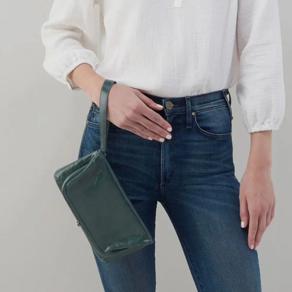 HOBO LAUREN CLUTCH LEATHER WRISTLET WALLET Sage Henna Luxury Leather, NWT Green - Image 9