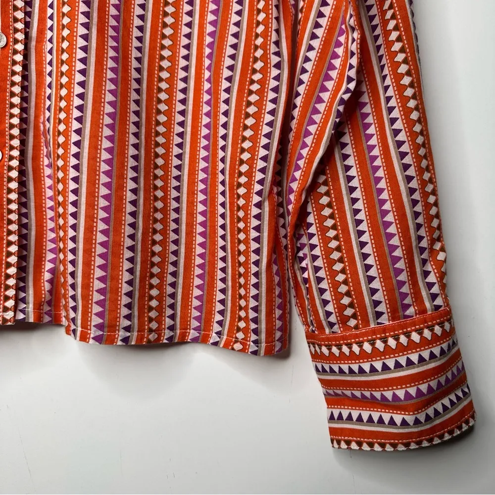 Tory Burch Geometric Print Button Front Blouse Shirt Size 10 - Image 5