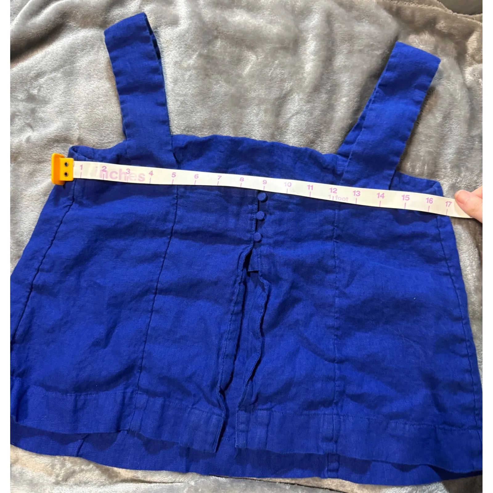 NWOT Madewell Size 4 Blue Bright Sapphire Curved-Neck Shell Tank in 100%‎ Linen - Image 5