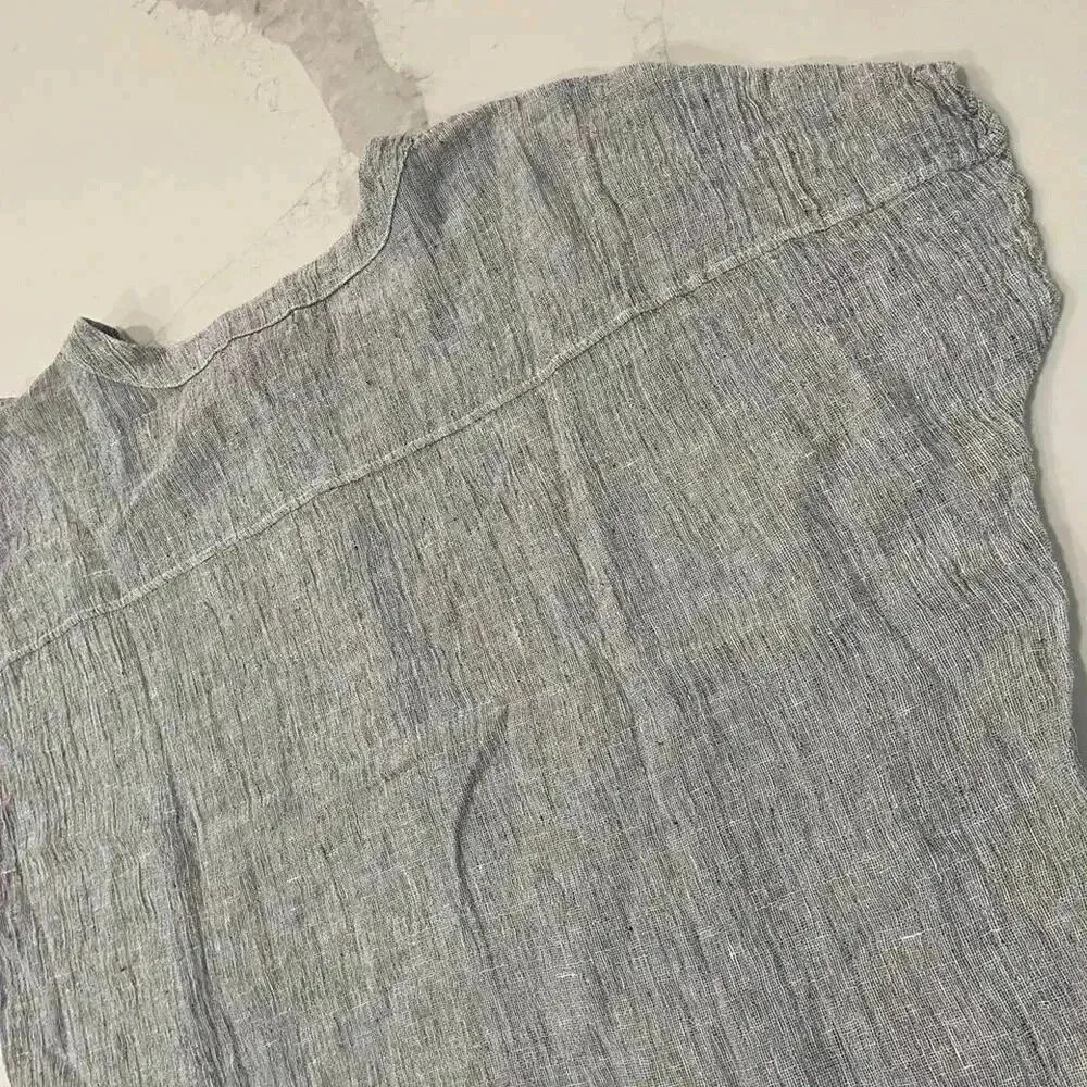 Tahari Gray 100% Linen Oversized Shirt Dolman Sleeve Top Women's Small Casual - Image 5