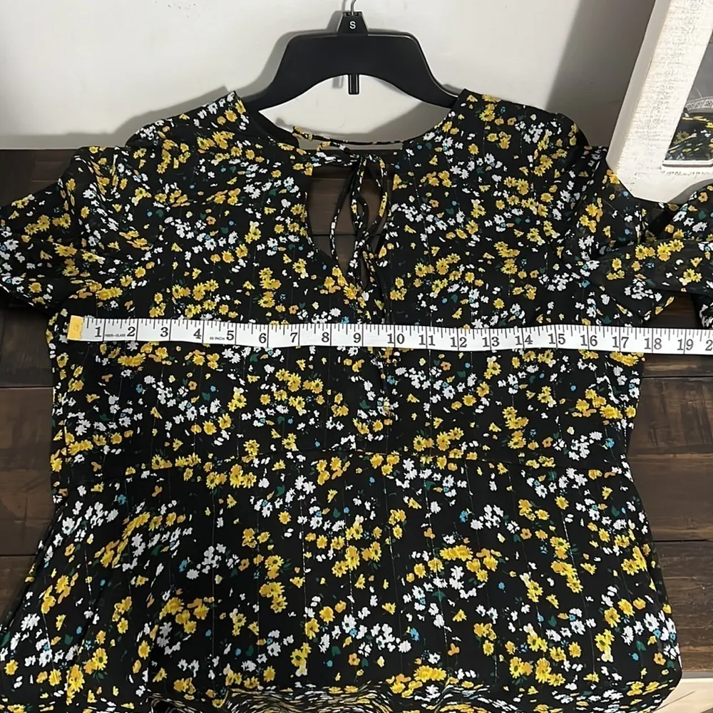 SAM Edelman Bell Sleeve A-Line Dress in Yellow Mul Size 10 NWT - Image 7