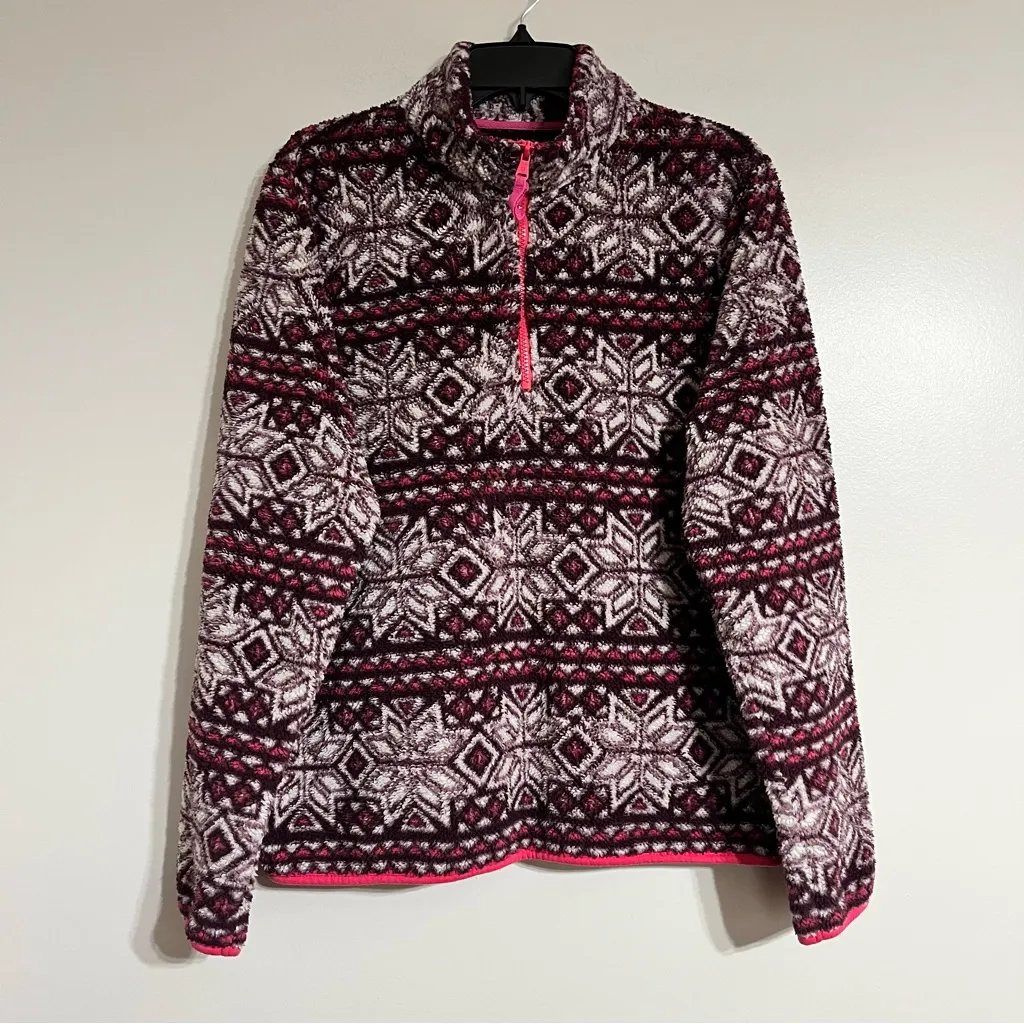 Prince And Fox Sherpa Fleece Pullover Extra‎ Size XL Snowflake Half Zip Pink - Image 2