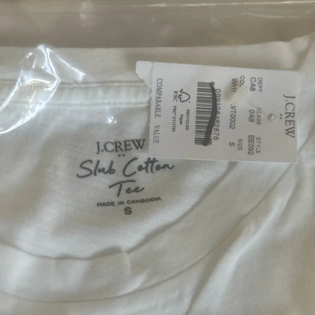 NWT J.Crew Vintage Slub Cotton Crewneck Tee Shirt Casual White Sz Small - Image 3