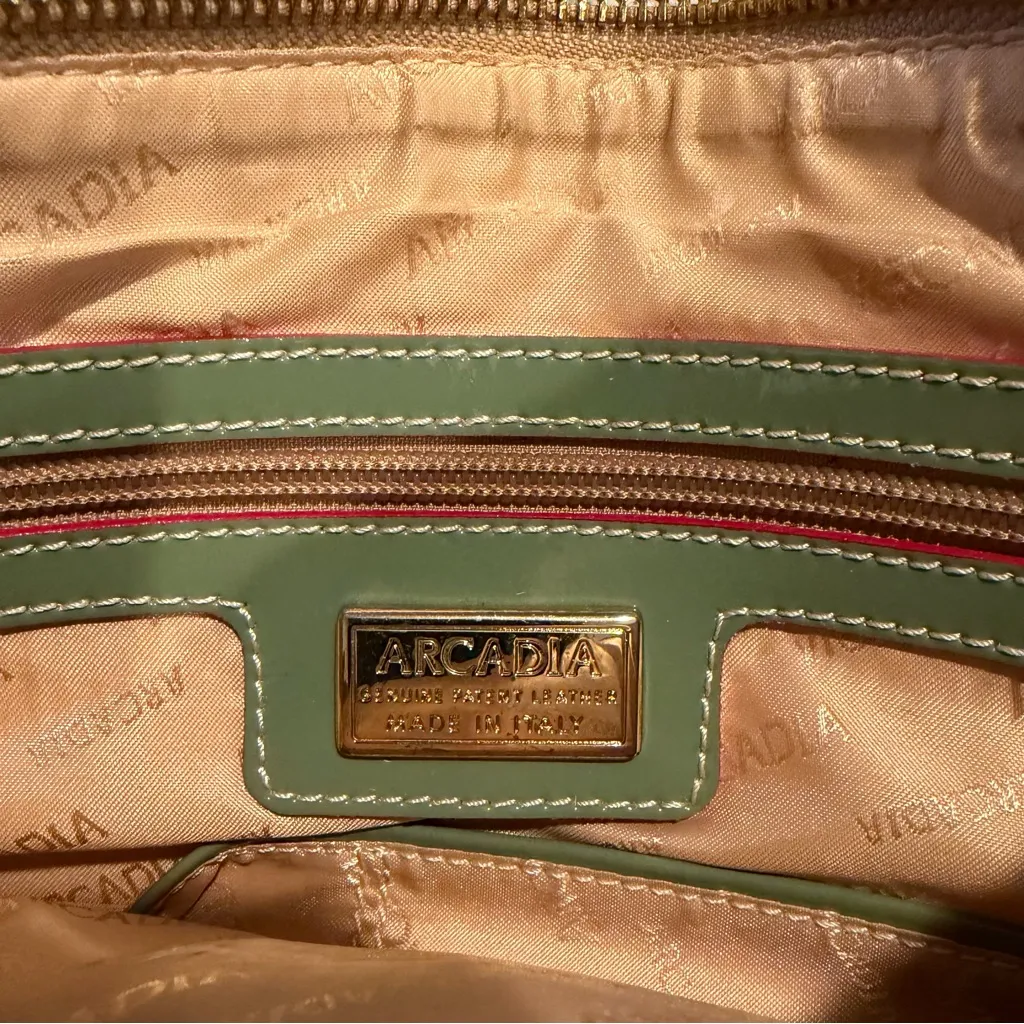 Stylish Arcadia Sage Green Patent Leather Crossbody Bag Adjustable Strap - Image 5