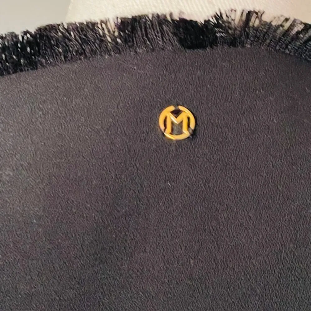 Marie Oliver Duster Blazer Jacket Black Fringed Short Sleeve Topper Medium - Image 6