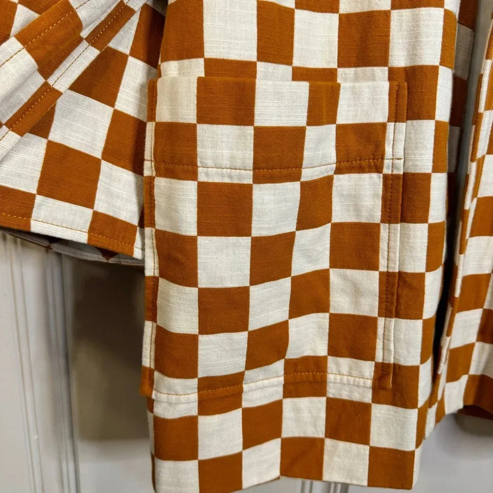 Madewell Brown and White Checkered Jacket - Image 9