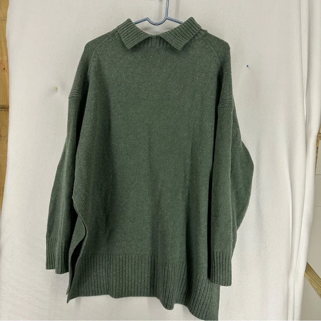 H&M Turtleneck Oversized Pullover Sweater Womens Large Green - Image 8