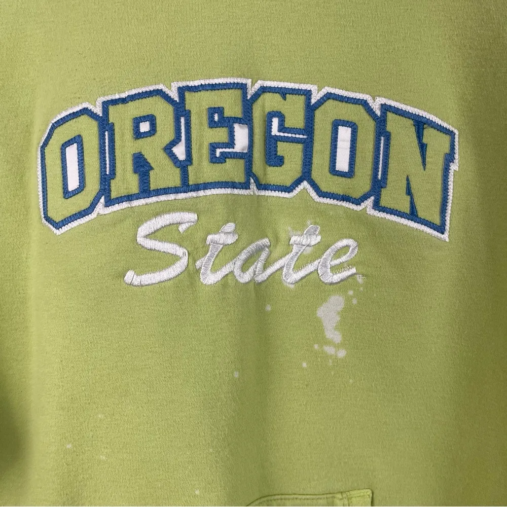 Champion Sport Stretch XL Oregon State OSU Lime Green Hoodie Hooded Distressed - Image 3