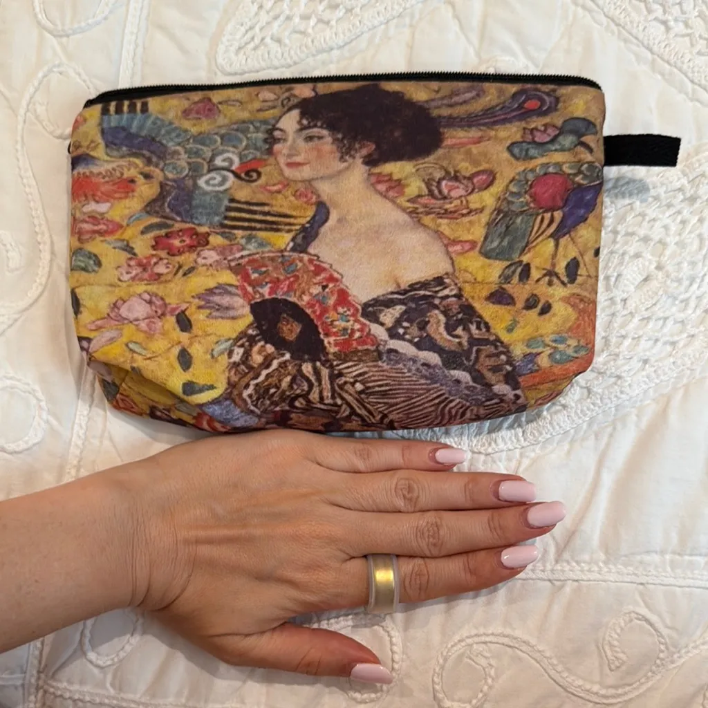 Artistic Multicolor Clutch for make up toiletries etc bag organizer storage Yellow - Image 2