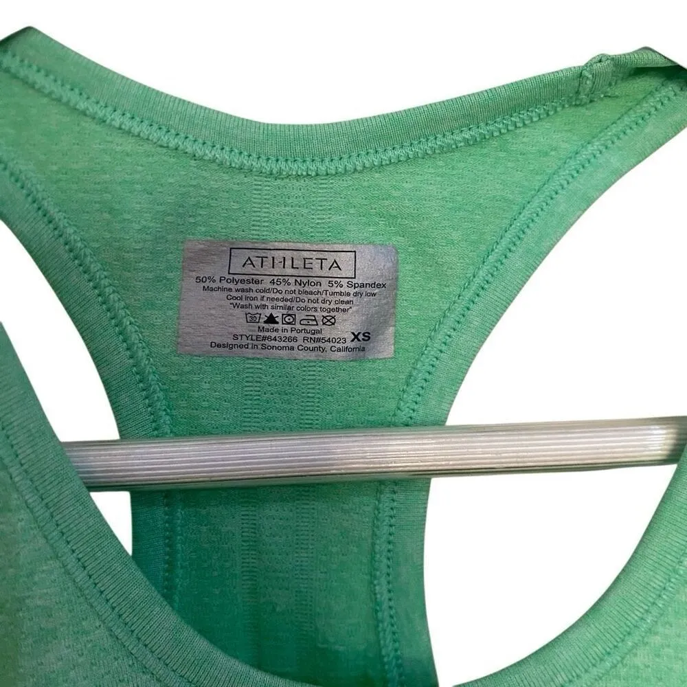 Athleta green razor back tank top athletic pleated front XS - Image 3