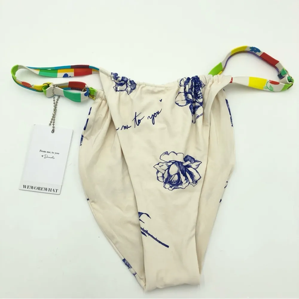 Weworewhat White Multi Ruched String Bikini Set Size Top XL / Bottom M - Image 11