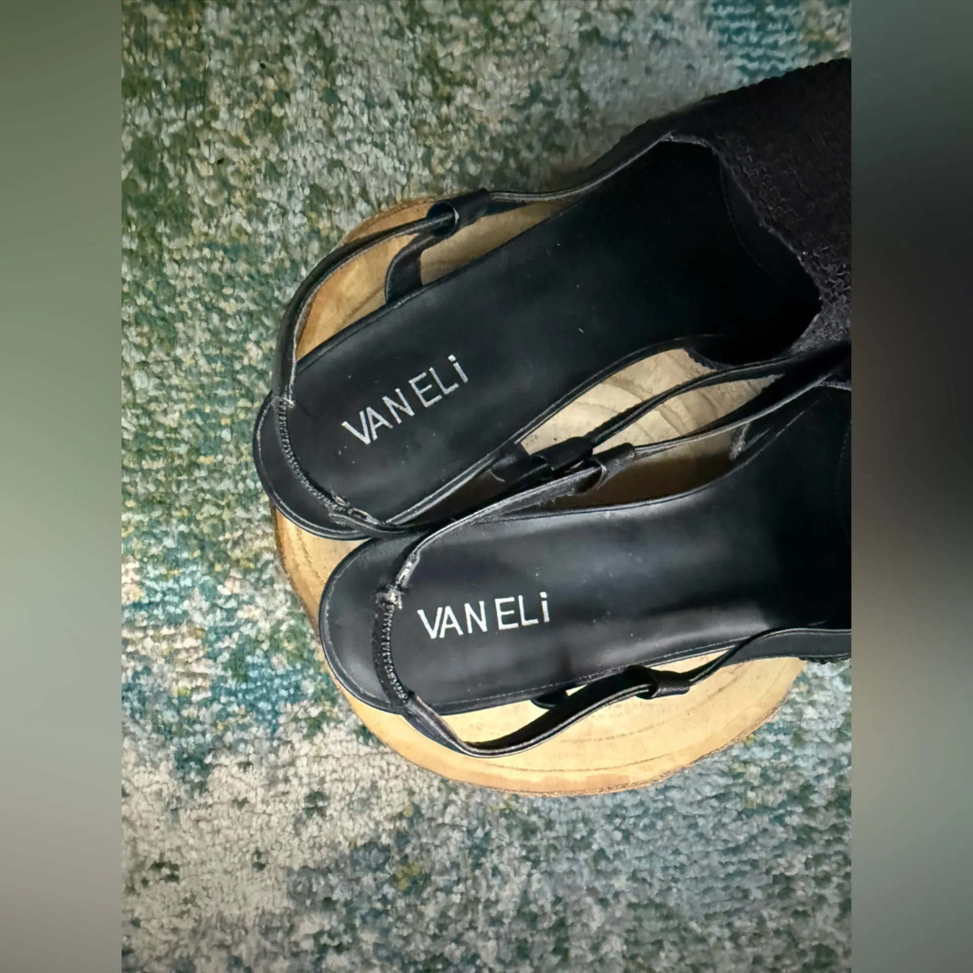 Vintage 90s Van Eli black woven slip on strap slides, size 9.5 - Image 5