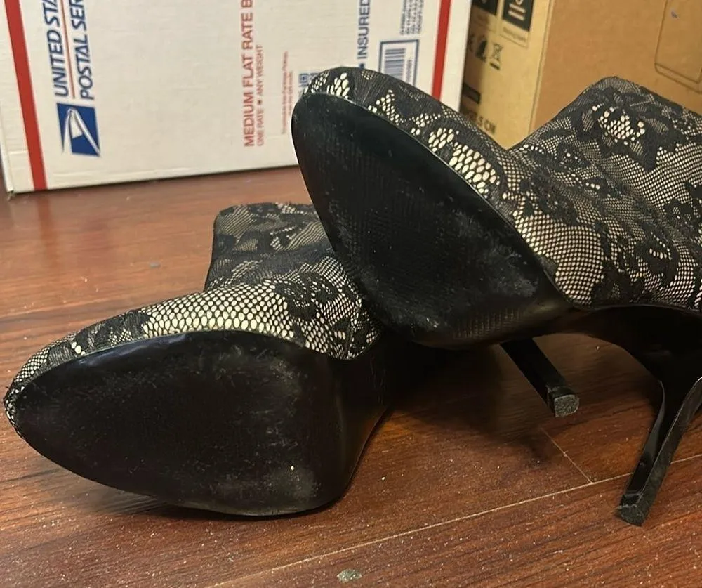 Ann Taylor  Ellie Stiletto Floral Lace Ankle Booties zipper 4”Heel Size 7.5 - Image 7