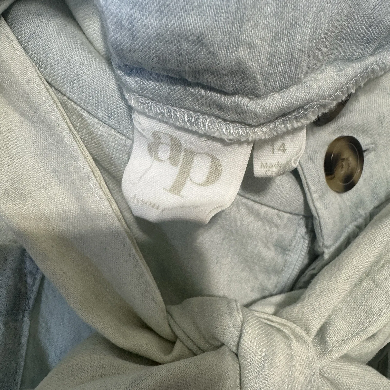 adyson parker Wide Leg Pants Light Blue Belted Sz 14 Raw Hem Beachy Lagenlook - Image 4