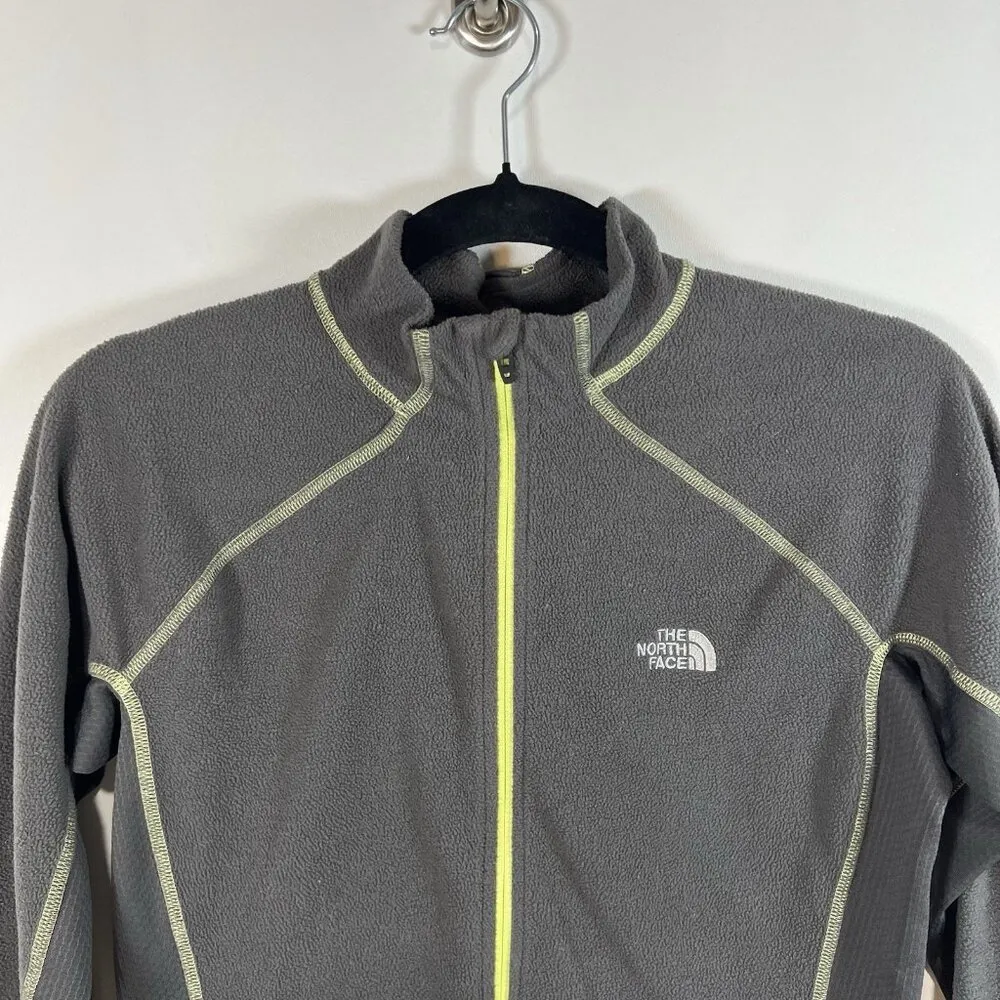North Face Women's Size M W/flaws Flight Series Gray Neon yellow trim Thumb hole - Image 2