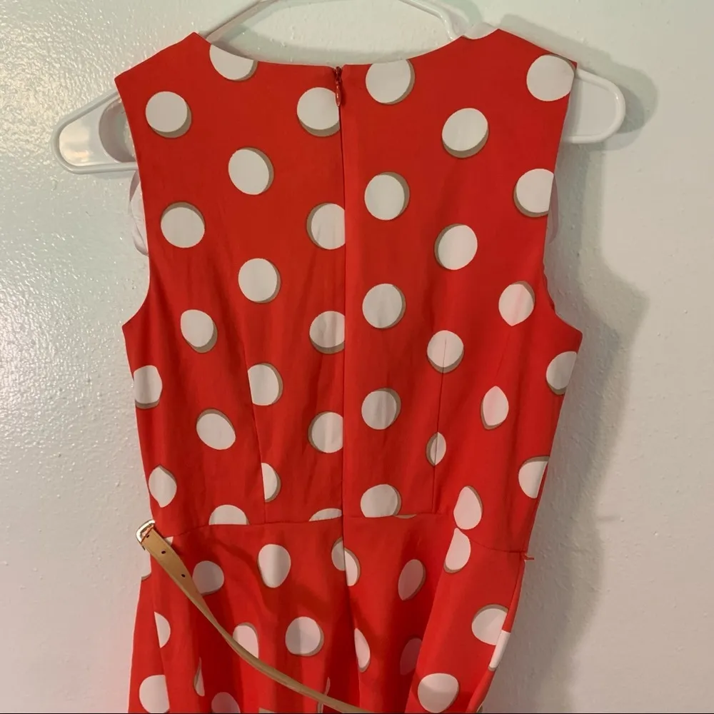 Dress Barn Fit & Flare Dress Orange Polka Dots - Image 8