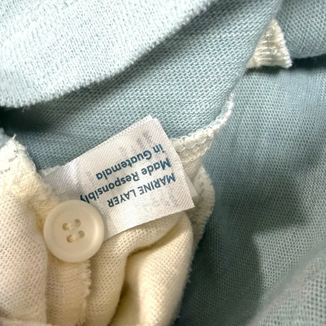 Marine Layer Blue Cream Stripe Cropped Rugby Shirt Long Sleeve Top Size XS - Image 8