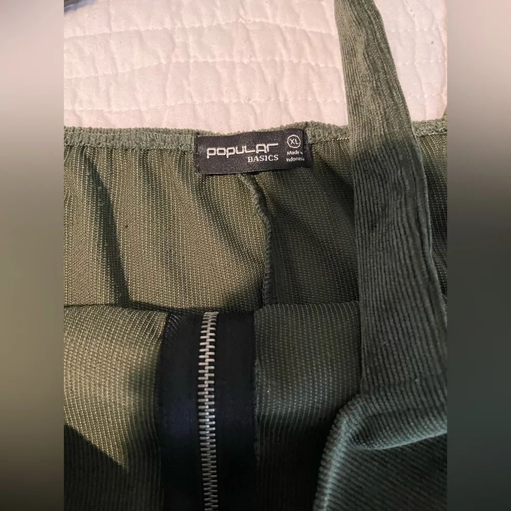 Green Zipper Corduroy Dress Size XL - Image 3