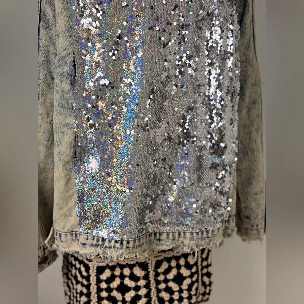 L&B Light Blue Sequined Denim Jacket Size 3X - Image 6