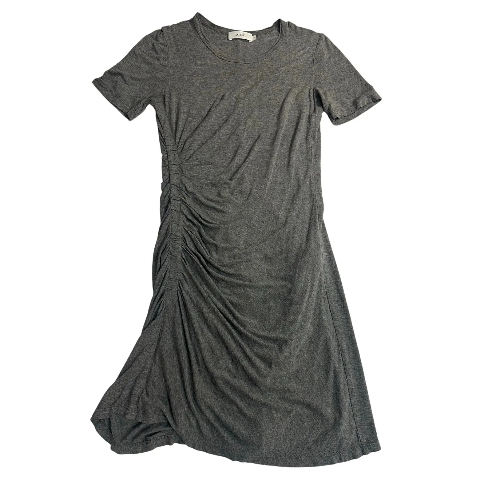 A.L.C. Mini Dress Sally Side Ruched Knit Gray Jersey Stretch size XS - Image 3