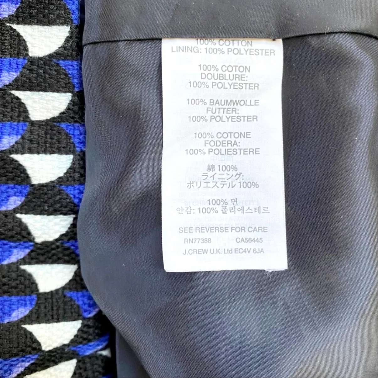 J. Crew Jet Set Geo Print Cotton Canvas Mini Skirt Lined Blue/White 8‎ - Image 8