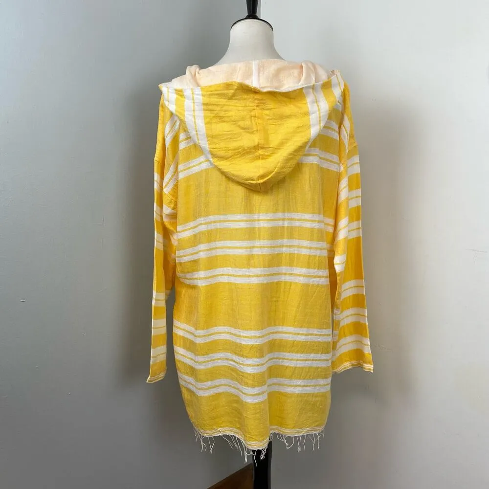 NEW Lemlem Golden Striped Doro Fringe Long Sleeve Hoodie Large - Image 6