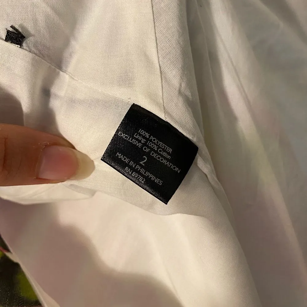 JOSIE NATORI Botanical Palms Jacquard Leaf Print Mini Dress Ivory Sz 2 Pink - Image 9