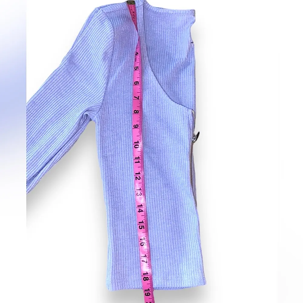 Me to WE fitted crop zip up shirt in lavender - Image 6