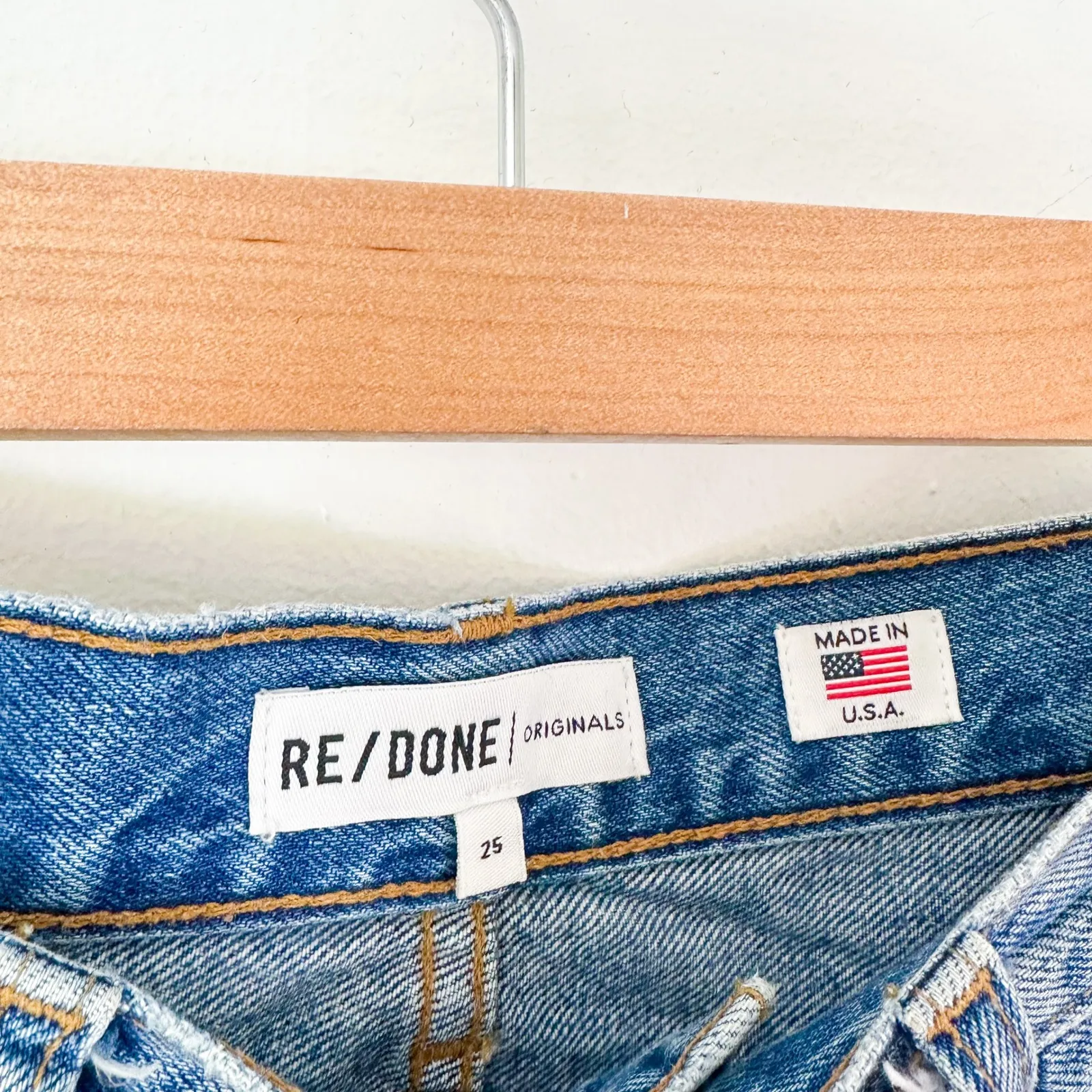 Re/Done | 100% Cotton 70s High Rise Stove Pipe Straight-Leg Denim Blue Jeans 25‎ - Image 5