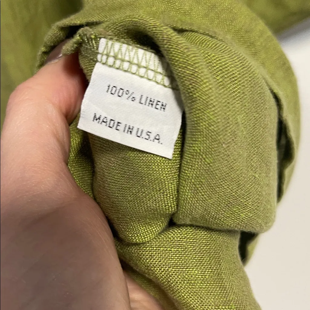 BRYN WALKER WOMENS LINEN GREEN TUNIC BLOUSE XXS OVERSIZED - Image 2