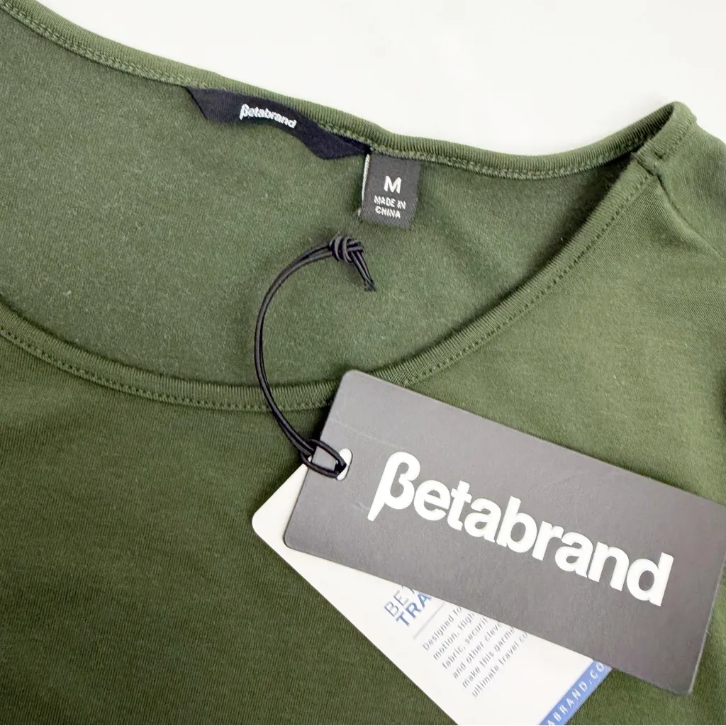 Betabrand Sweatshirt Travel Dress Silk Blend Long Sleeve Dark Olive Green - Image 12