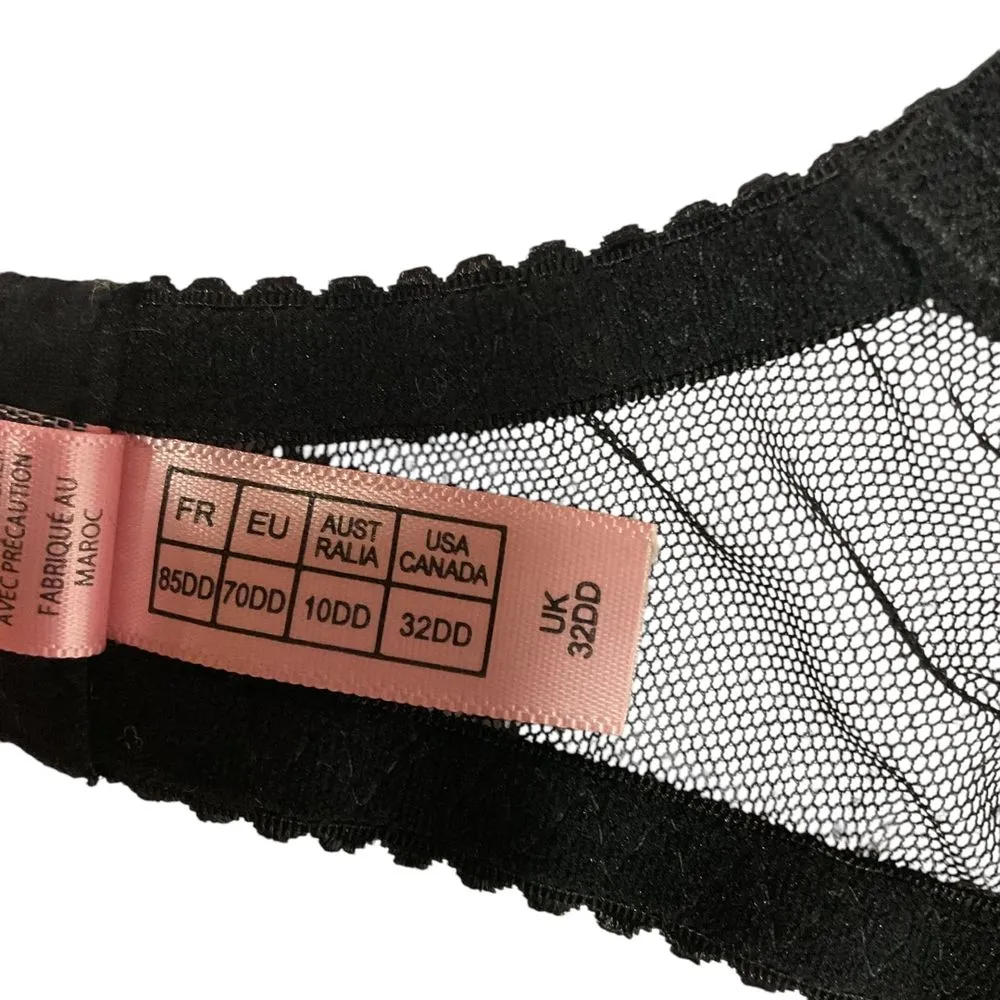 Agent Provocateur Women's Lorna‎ Lace Plunge Underwired Bra Size 32DD Black Mesh - Image 12