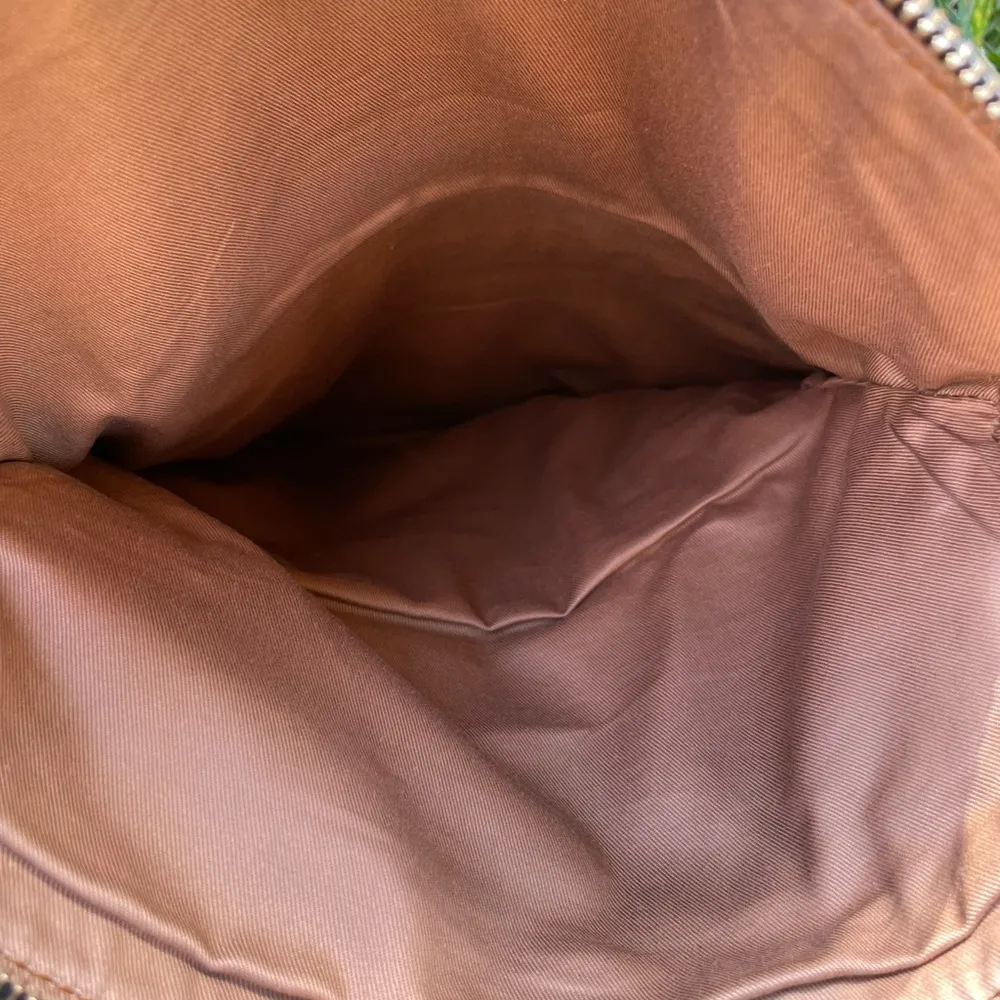 Fossil Crossbody Satchel Tan Brown Pebbled Leather multi pocket - Image 8