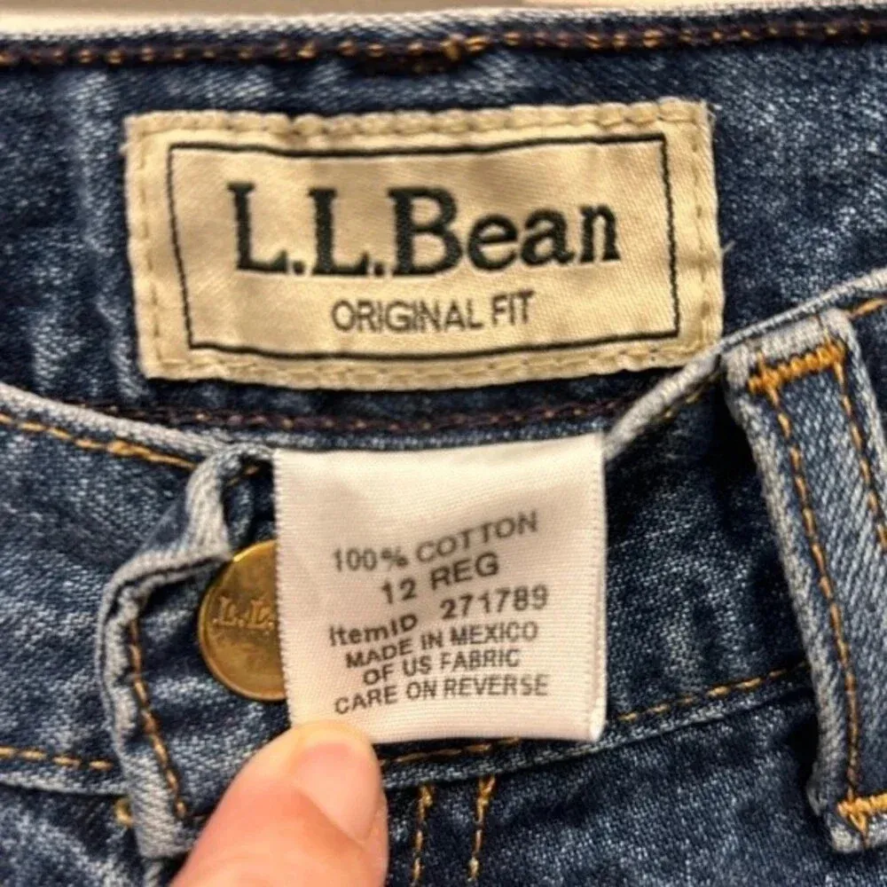 L.L.Bean Original Fit Straight Leg Jeans Medium Wash 100% Cotton Size Women’s 12 - Image 2