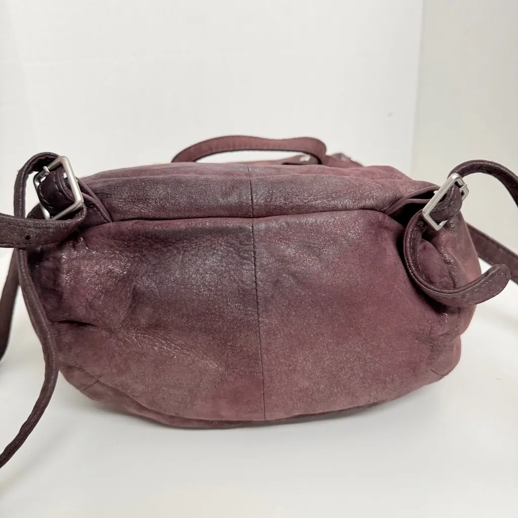 Hobo River Backpack Purse Leather Boho Bohemian Travel Wine Plum Graphite Silver - Image 16