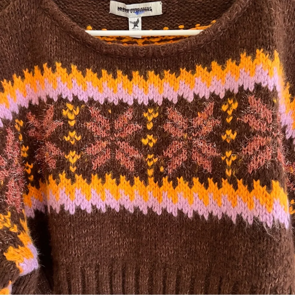 Urban Outfitters UO Turner Cropped Fairisle Sweater Y2K Colorblock - Image 4