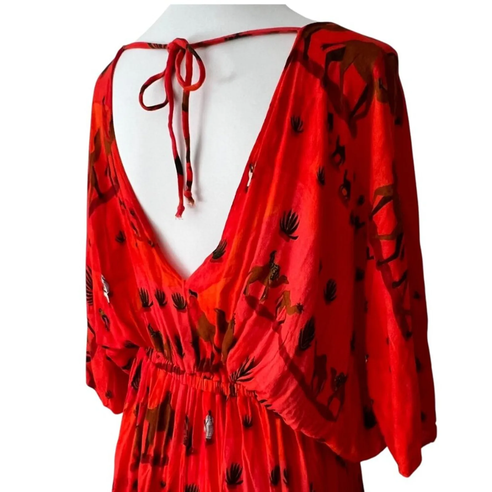 Anthropologie Dress Small Camel Desert RARE Isabelle Feliu Karakum Boho Animal - Image 6