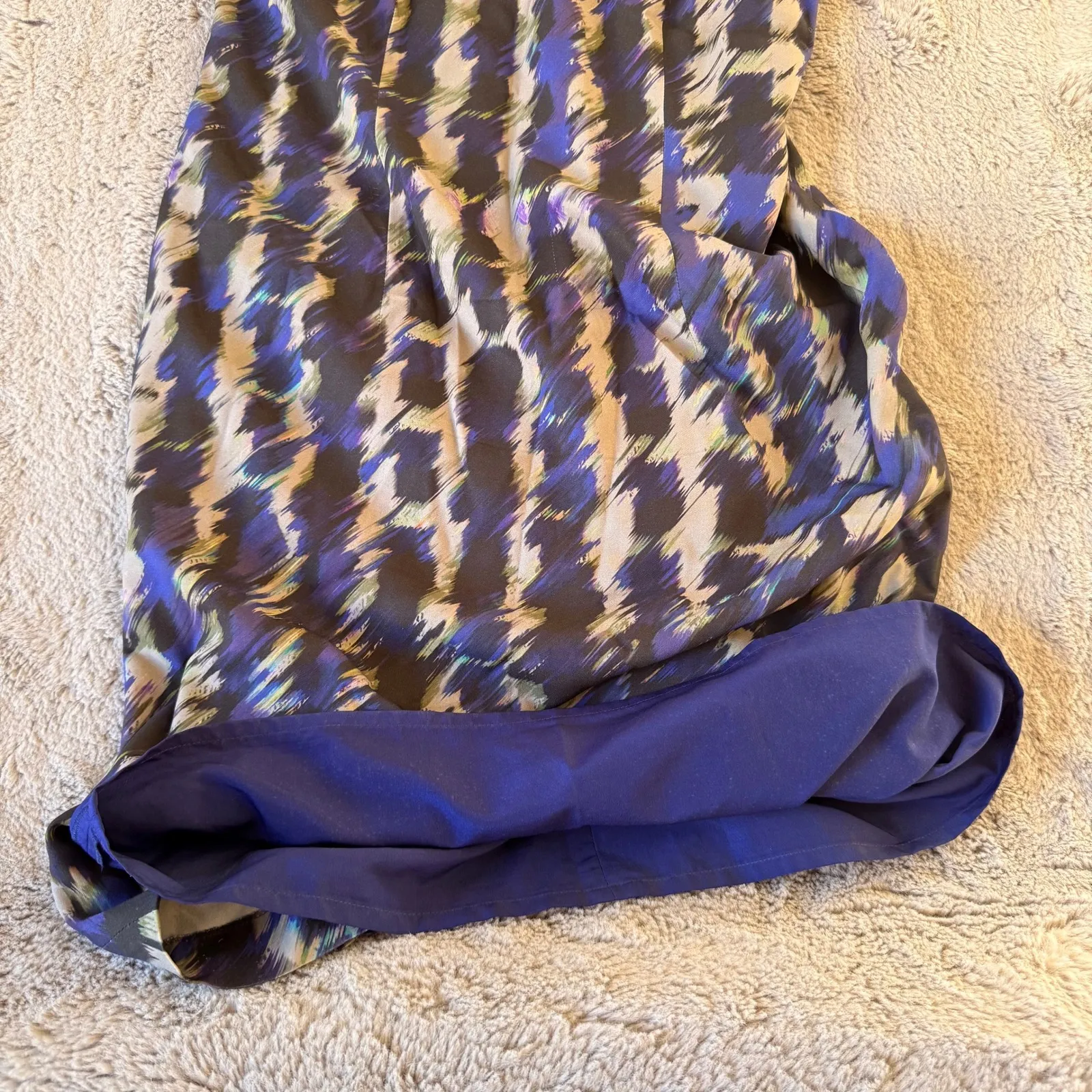 BOSS Women Sheath Dress Geometric Print‎ Sleeveless Blue Black Beige Purple Sz 4 - Image 7