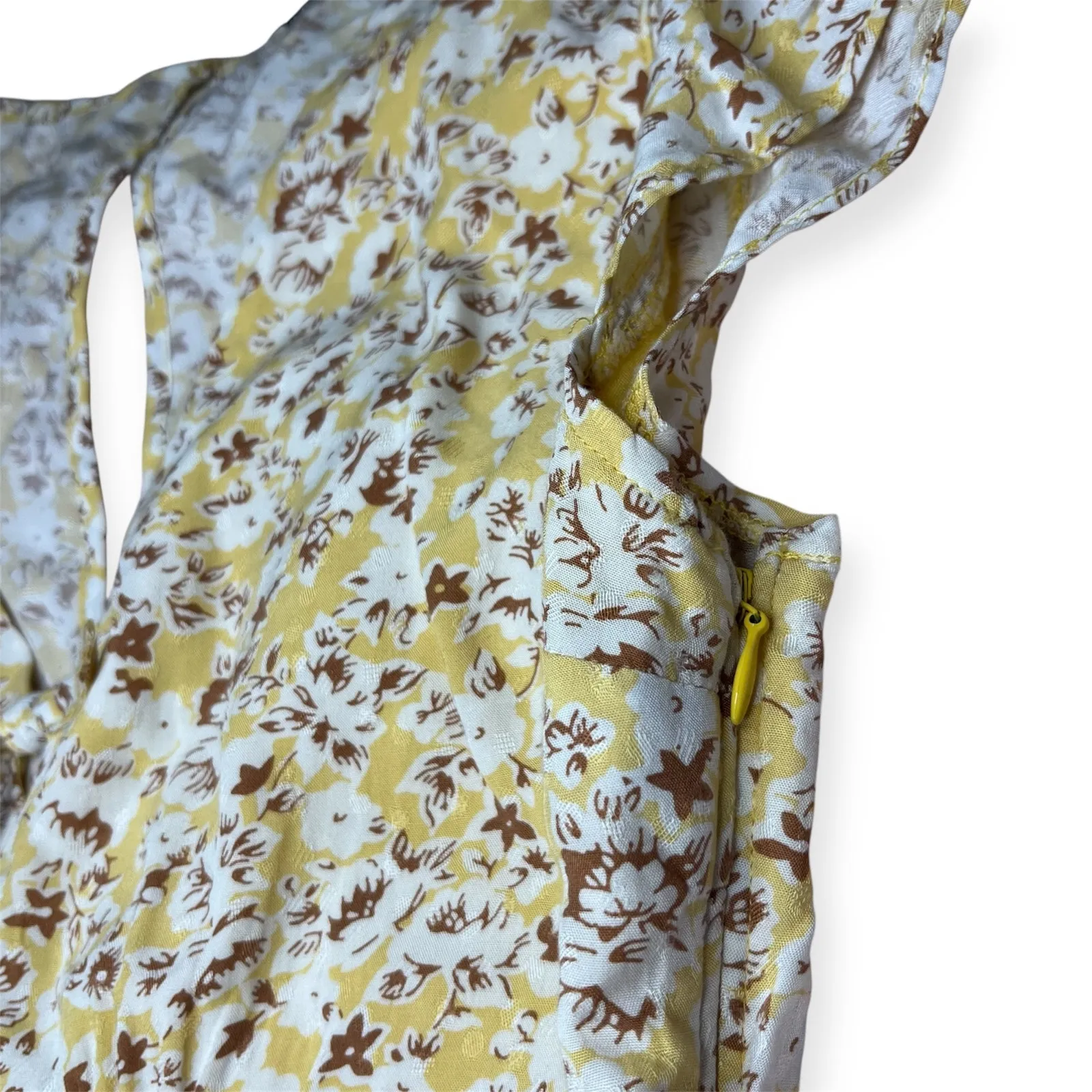 Abercrombie & Fitch Yellow Floral Mini Dress with Pockets Sz Small Sundress - Image 10